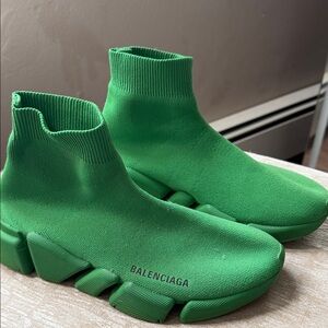 Balenciaga Neon Green Knit Sock Sneakers